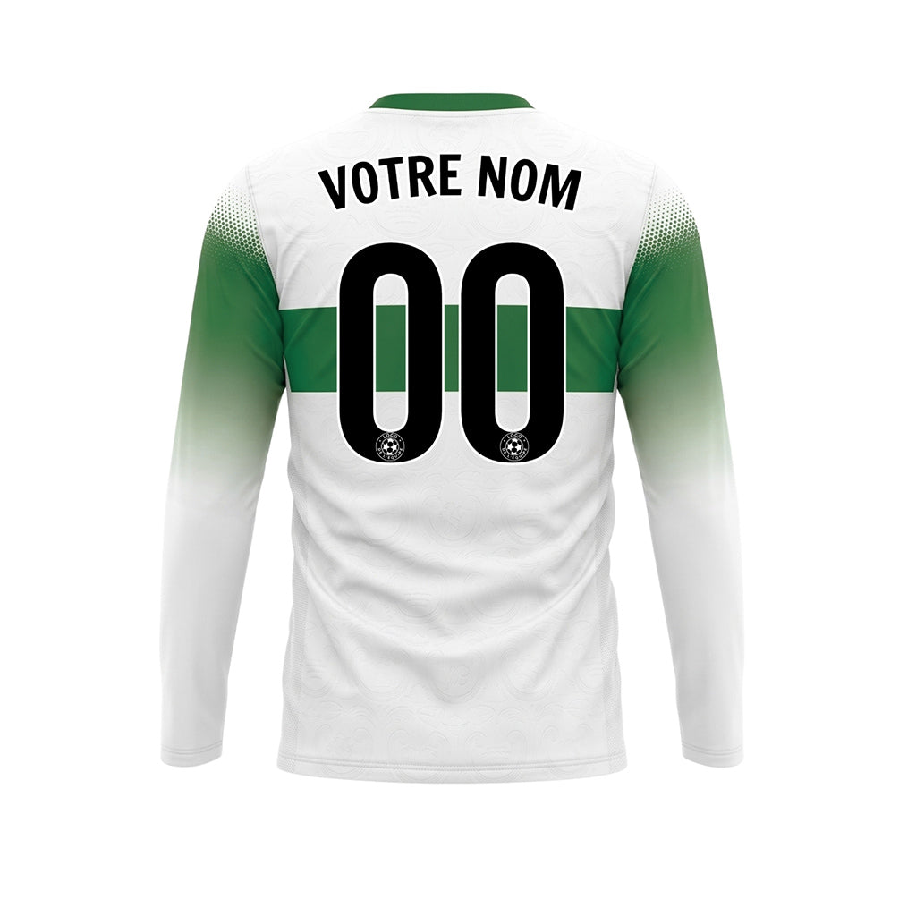Blanc Vert Rayures Horizontales Dégradées aux Manches Maillot de Football Personnalisé à Manches Longues