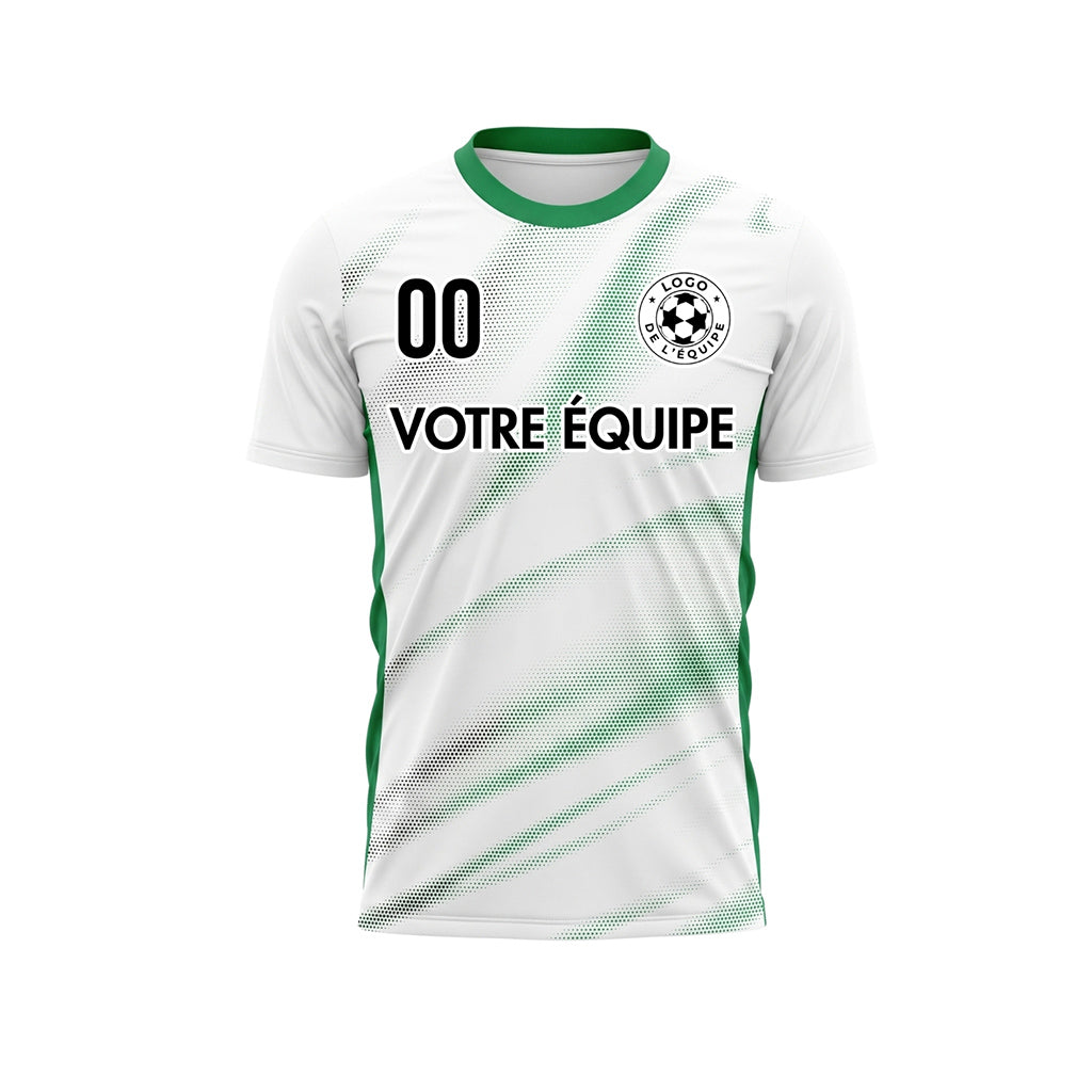 Blanc Vert Diagonal Demi-Teinte Vagues Motif (2) Maillot de Football Personnalisé