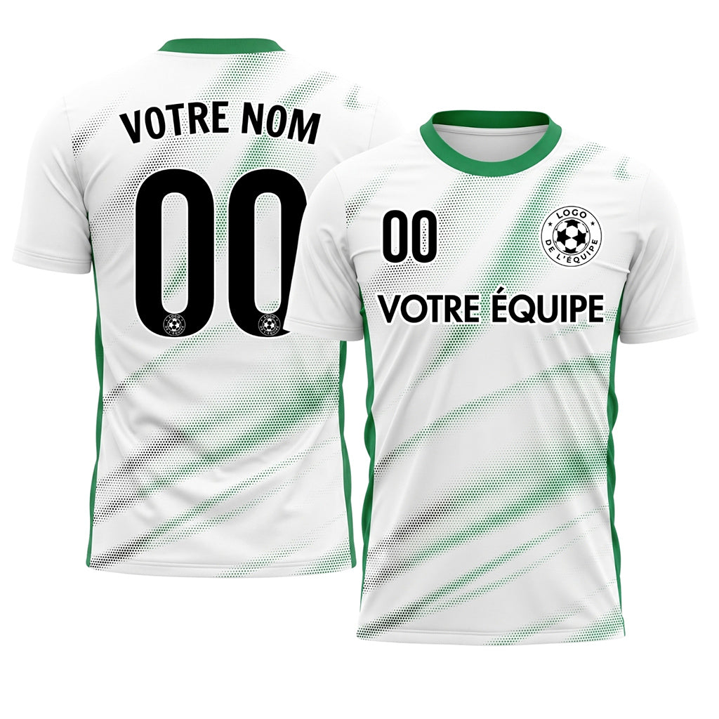 Blanc Vert Diagonal Demi-Teinte Vagues Motif (2) Maillot de Football Personnalisé