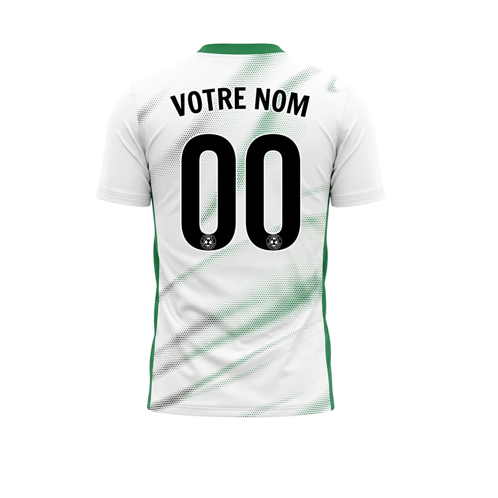 Blanc Vert Diagonal Demi-Teinte Vagues Motif (2) Maillot de Football Personnalisé