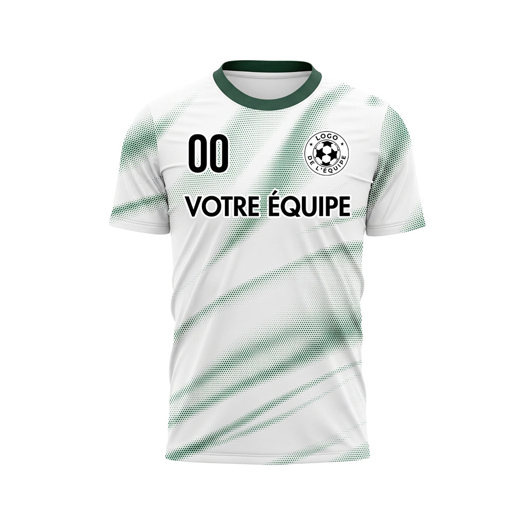 Blanc Vert Diagonal Demi-Teinte Vagues Motif (3) Maillot de Football Personnalisé
