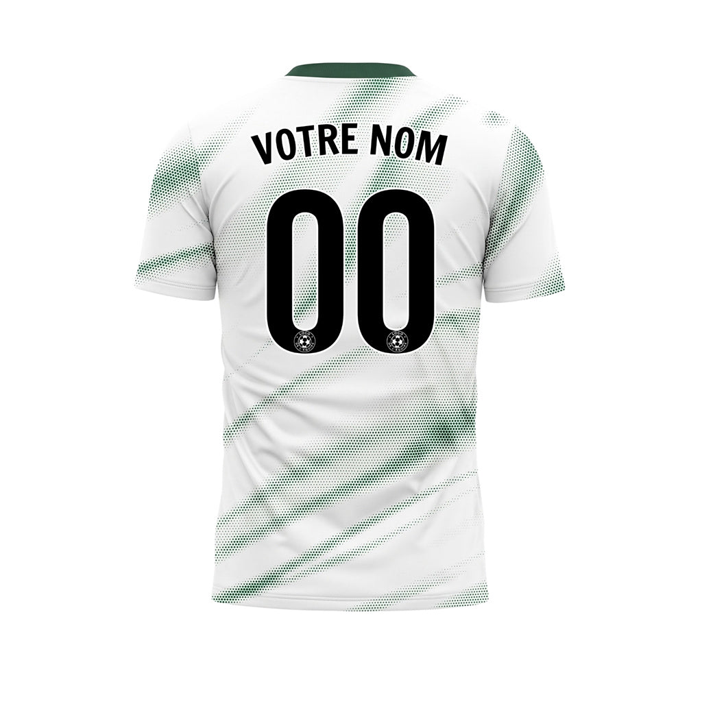 Blanc Vert Diagonal Demi-Teinte Vagues Motif (3) Maillot de Football Personnalisé
