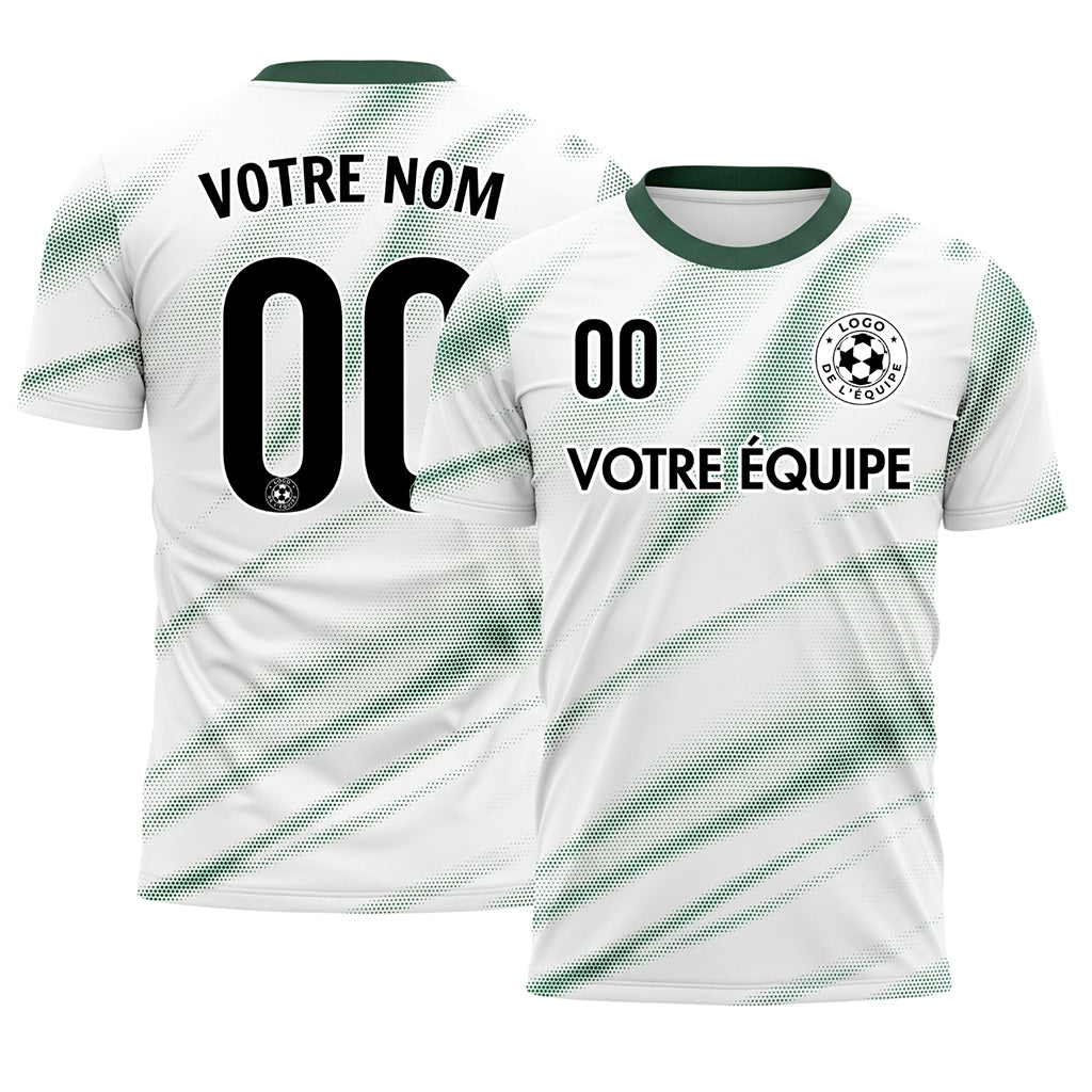 Blanc Vert Diagonal Demi-Teinte Vagues Motif (3) Maillot de Football Personnalisé