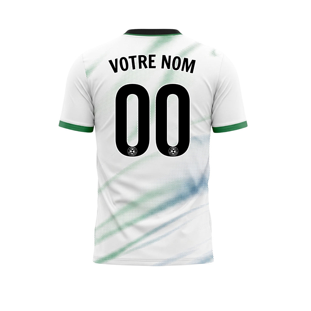 Blanc Vert Diagonal Demi-Teinte Vagues Motif Maillot de Football Personnalisé