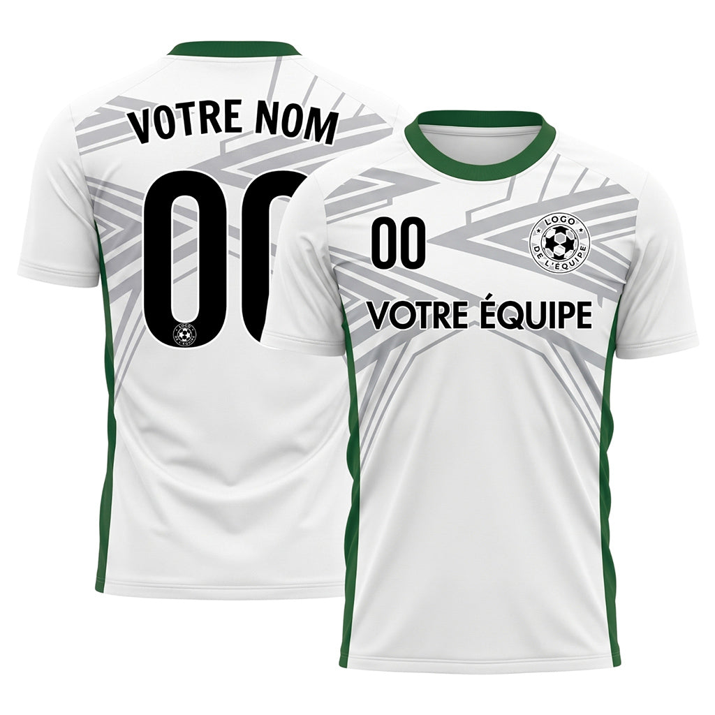 Blanc Vert Dynamique Flèche Motif Maillot de Football Personnalisé