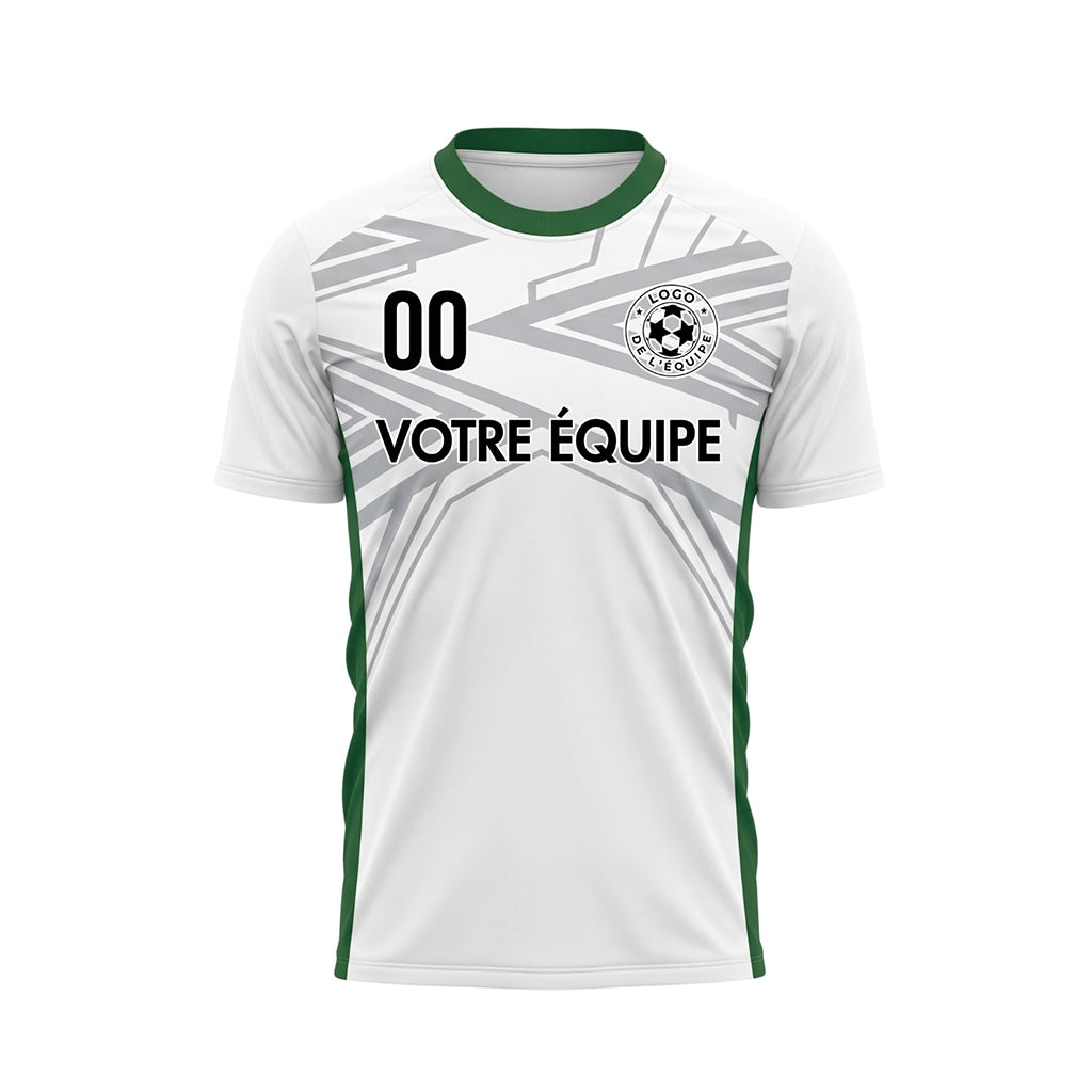 Blanc Vert Dynamique Flèche Motif Maillot de Football Personnalisé