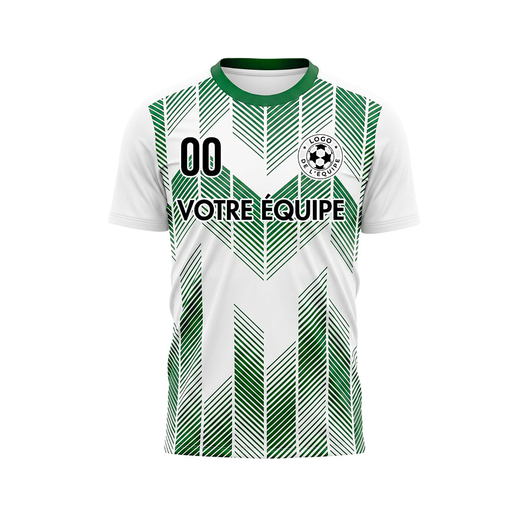 Blanc Vert À Chevrons Flèche Rayures Motif Maillot de Football Personnalisé