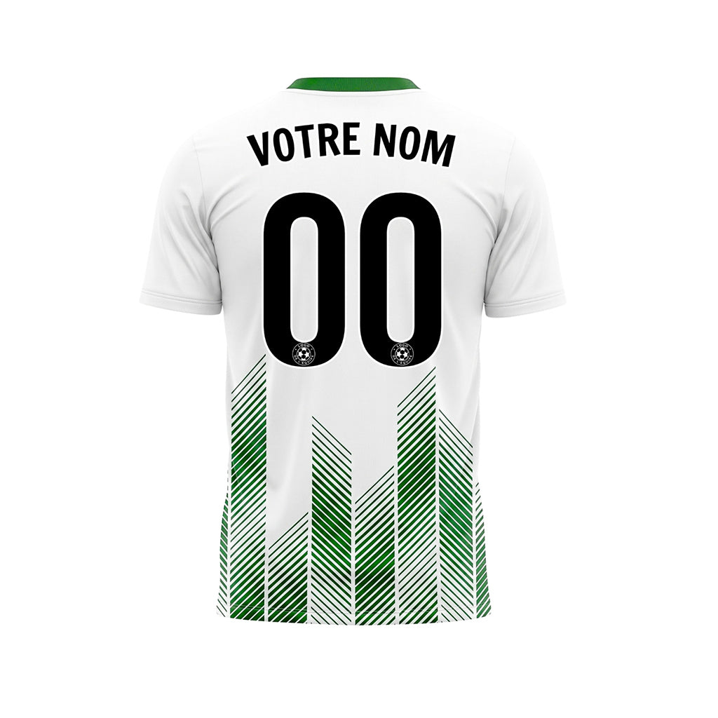 Blanc Vert À Chevrons Flèche Rayures Motif Maillot de Football Personnalisé