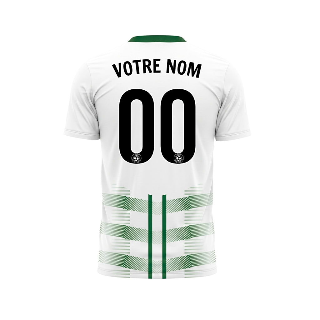 Blanc Vert Géométrique Flèche Doubles Rayures Motif Maillot de Football Personnalisé