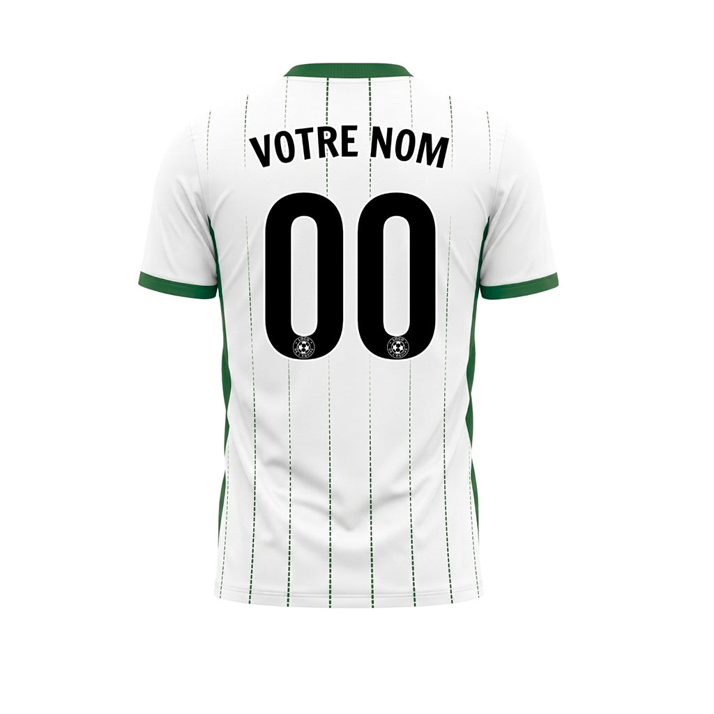 Blanc Vert En Pointillés Lignes Verticales Dégradé Motif Maillot de Football Personnalisé