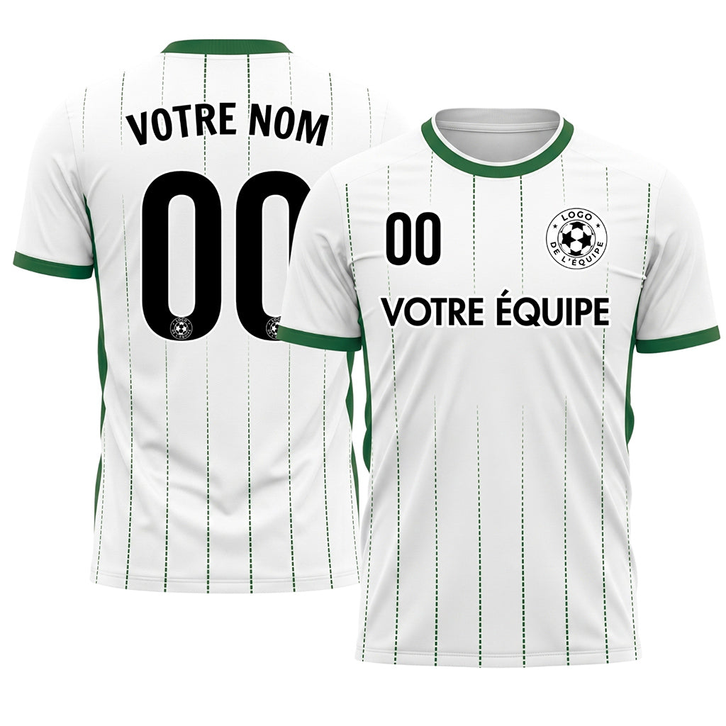 Blanc Vert En Pointillés Lignes Verticales Dégradé Motif Maillot de Football Personnalisé