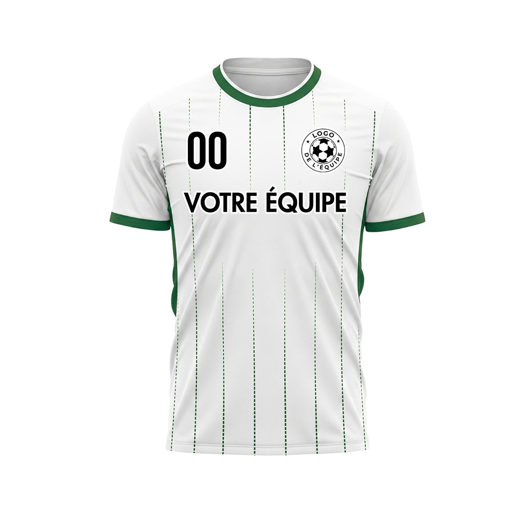 Blanc Vert En Pointillés Lignes Verticales Dégradé Motif Maillot de Football Personnalisé