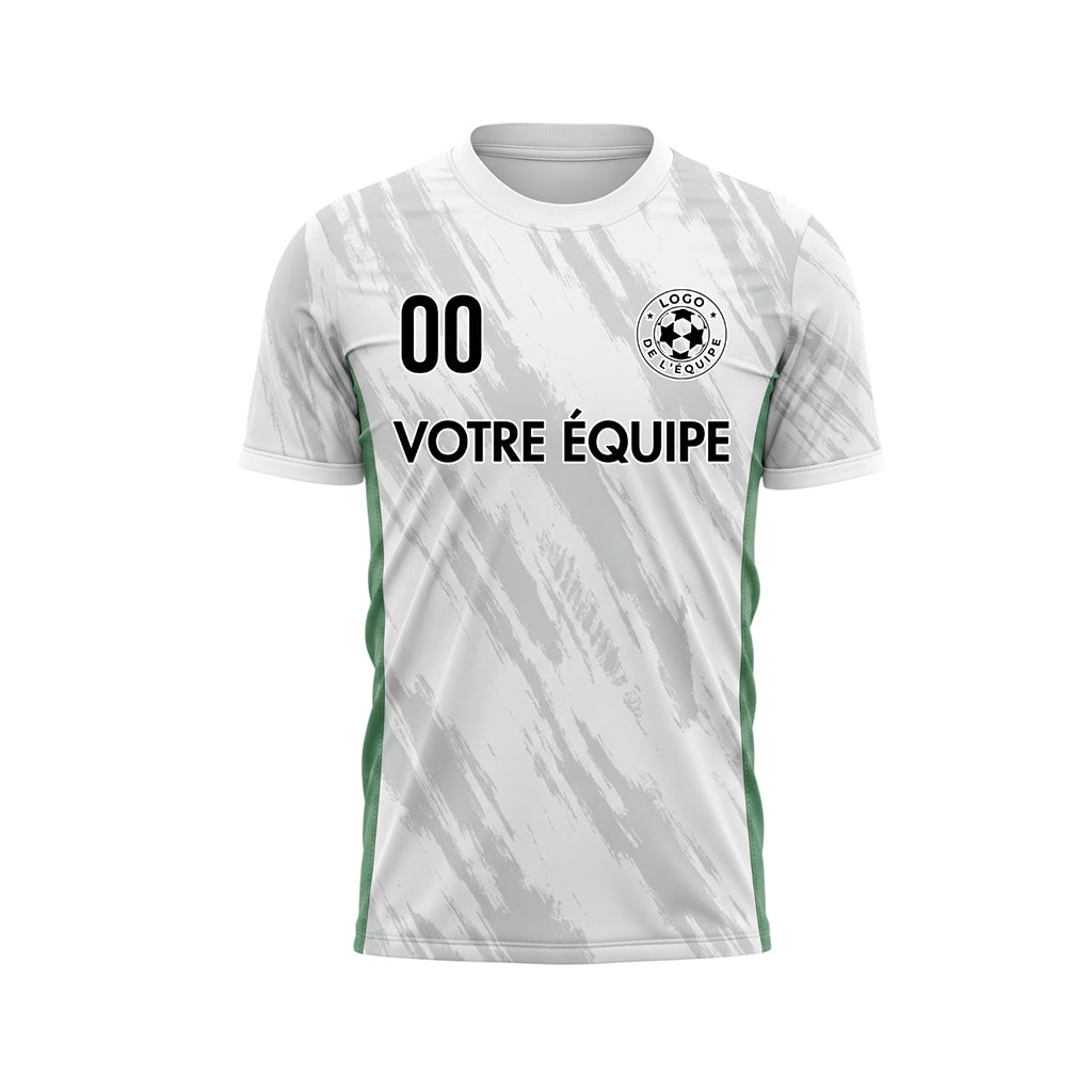 Blanc Vert Gris Coup de Pinceau Motif Maillot de Football Personnalisé