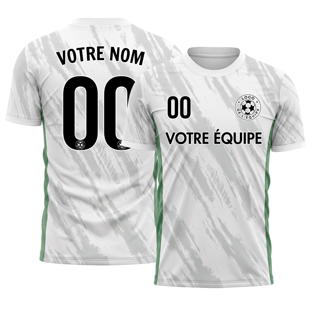 Blanc Vert Gris Coup de Pinceau Motif Maillot de Football Personnalisé