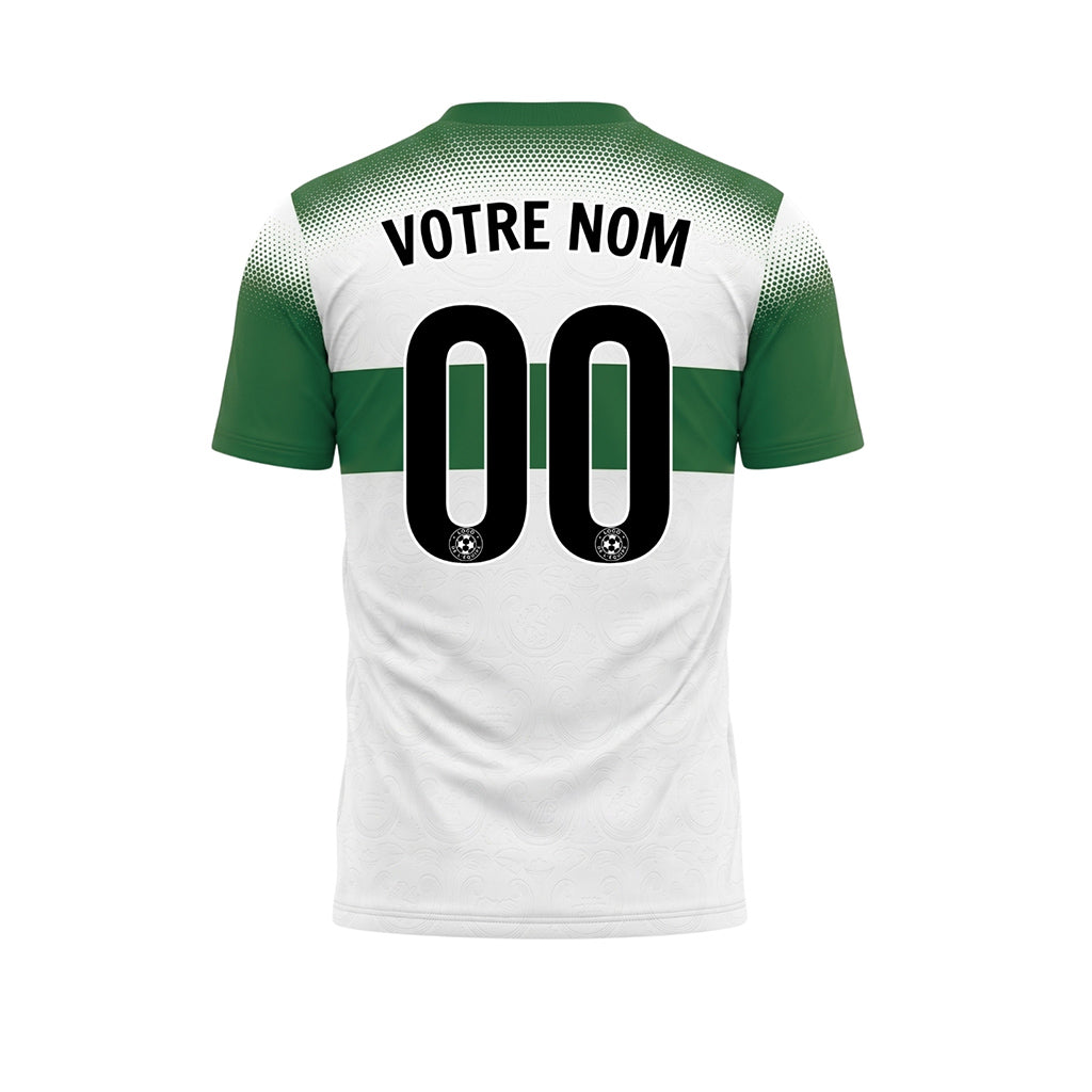 Blanc Vert Demi-Teinte Rayures Poitrine Maillot de Football Personnalisé