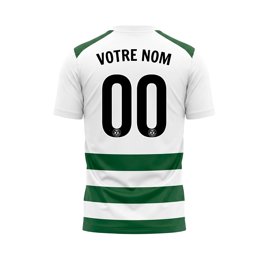 Blanc Vert Classique Rayures en Blocs Motif Maillot de Football Personnalisé