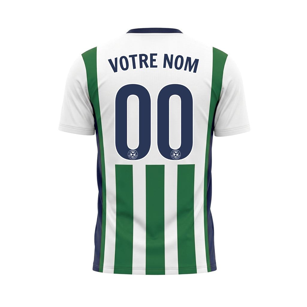 Blanc Vert Classique Larges Rayures (2) Maillot de Football Personnalisé