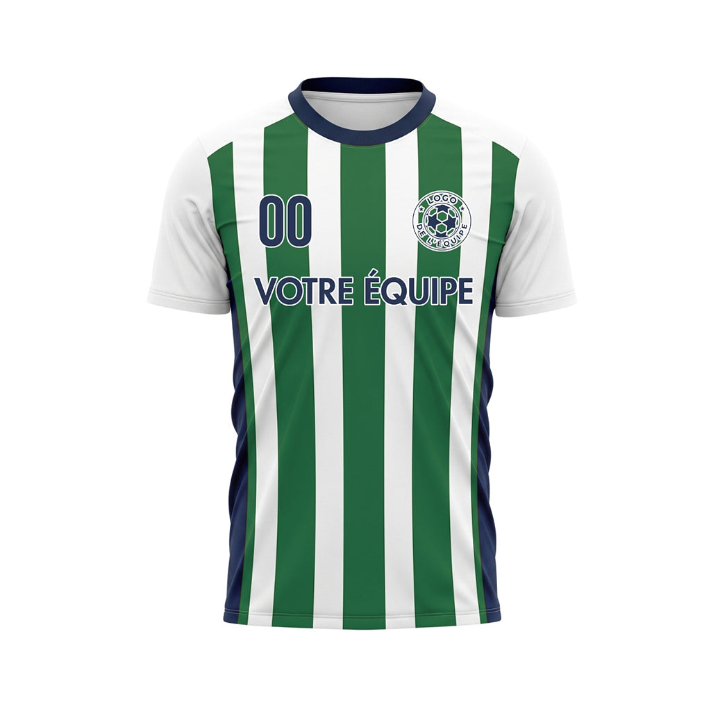 Blanc Vert Classique Larges Rayures (2) Maillot de Football Personnalisé