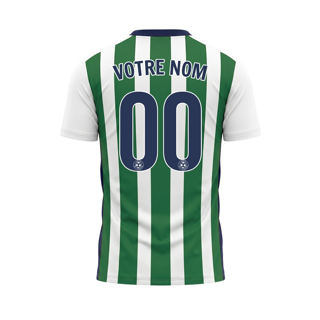 Blanc Vert Classique Larges Rayures Maillot de Football Personnalisé
