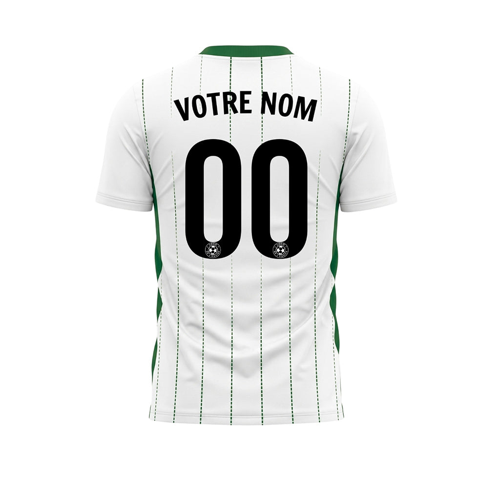 Blanc Vert Rayures Fines Maillot de Football Personnalisé