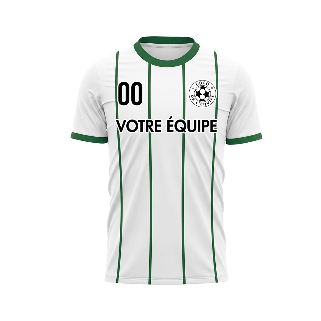 Blanc Vert Rayures Fines Vertical Motif (2) Maillot de Football Personnalisé