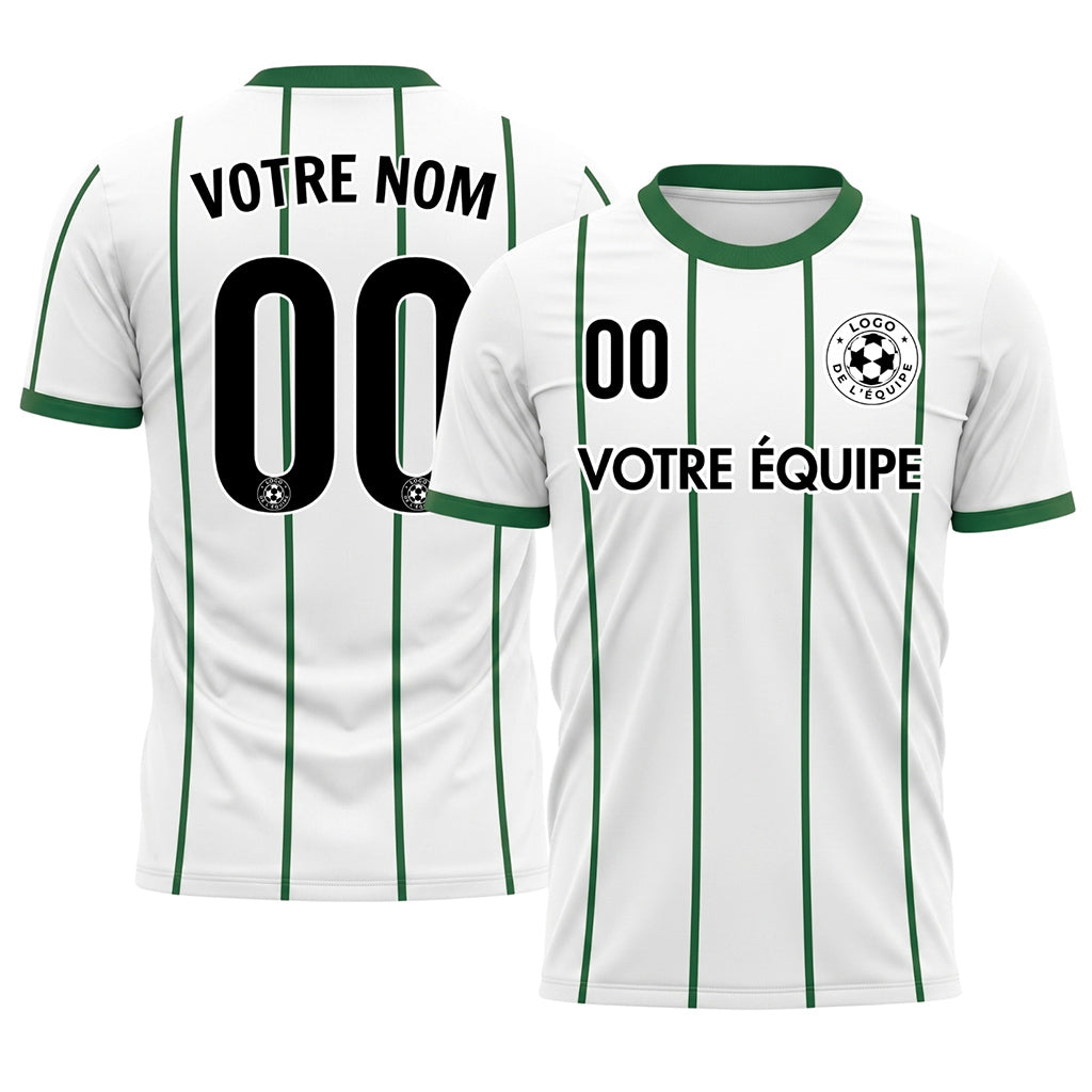 Blanc Vert Rayures Fines Vertical Motif (2) Maillot de Football Personnalisé