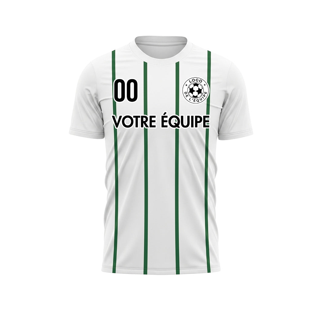 Blanc Vert Rayures Fines Vertical Motif Maillot de Football Personnalisé