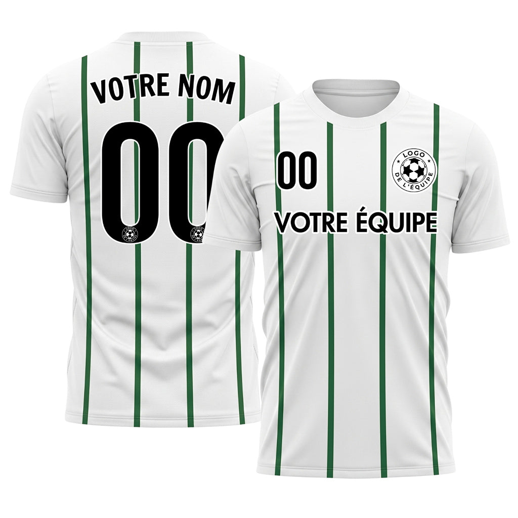 Blanc Vert Rayures Fines Vertical Motif Maillot de Football Personnalisé