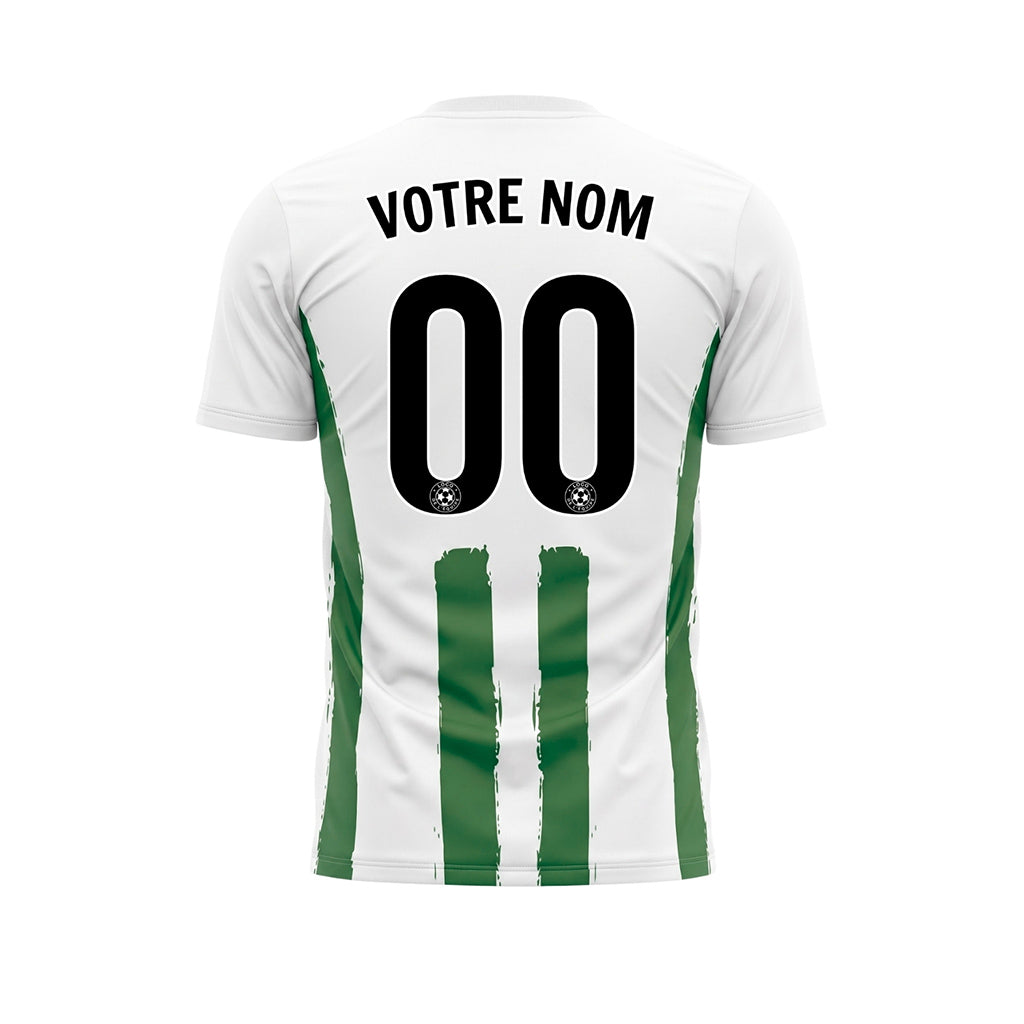 Blanc Vert Coup de Pinceau Rayures Longitudinales Motif Maillot de Football Personnalisé