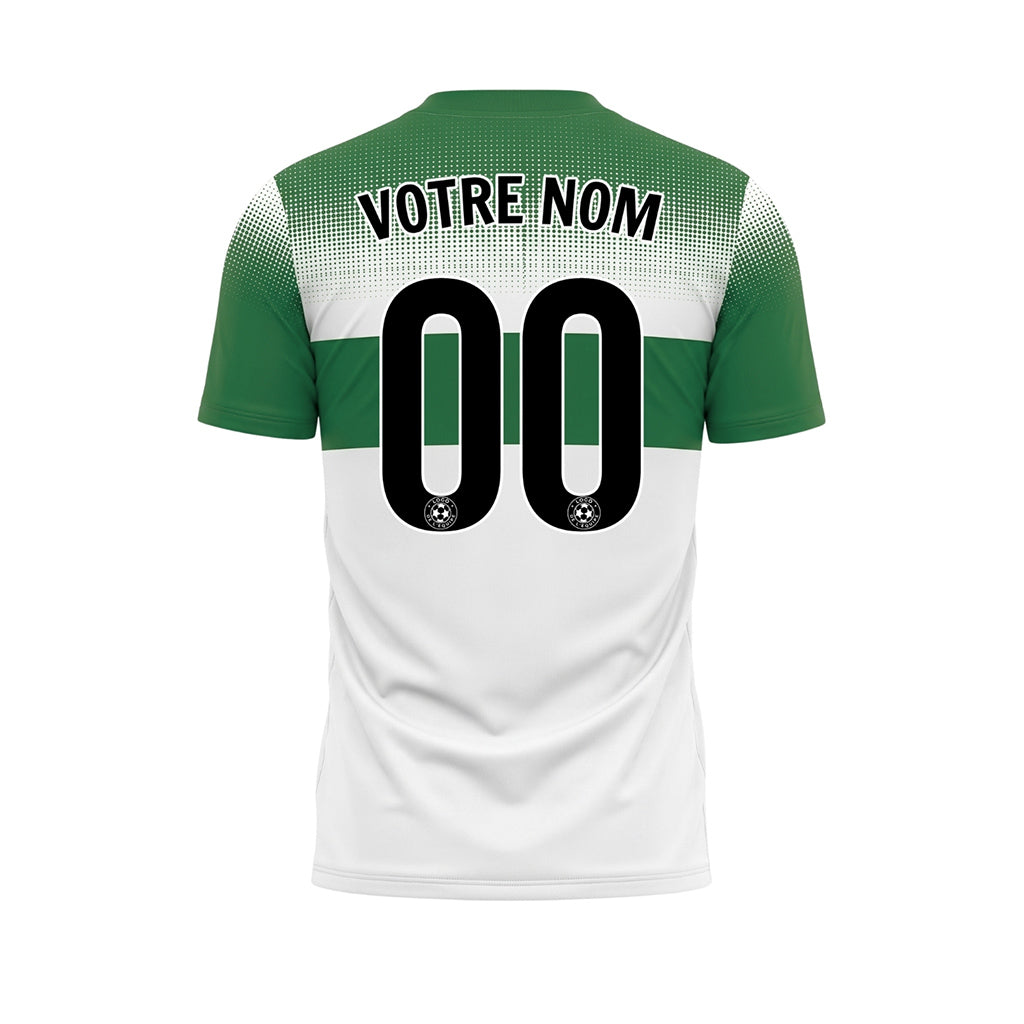 Blanc Vert Pixel Fondu Rayures Horizontales Maillot de Football Personnalisé