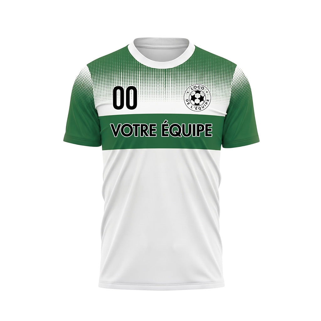 Blanc Vert Pixel Fondu Rayures Horizontales Maillot de Football Personnalisé
