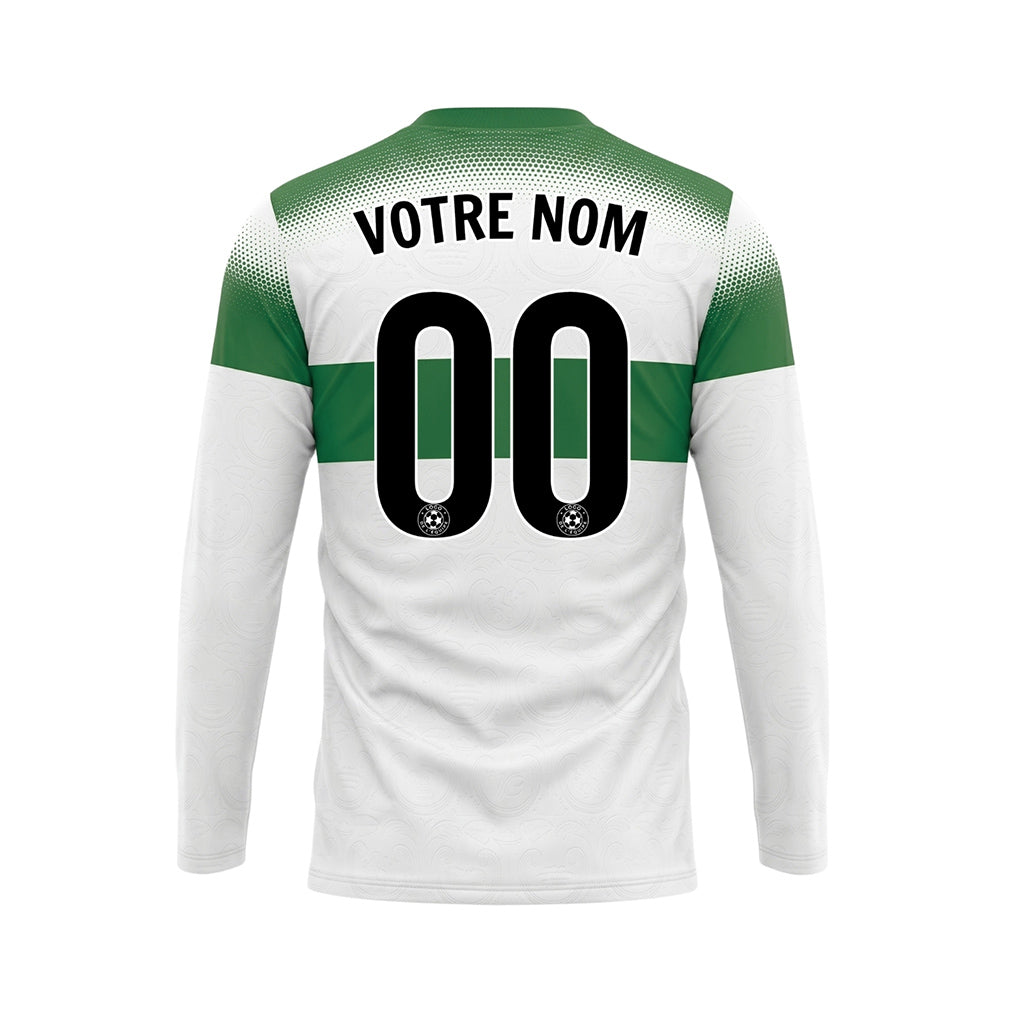 Blanc Vert Rayures Horizontales Dégradées à Pois Maillot de Football Personnalisé à Manches Longues