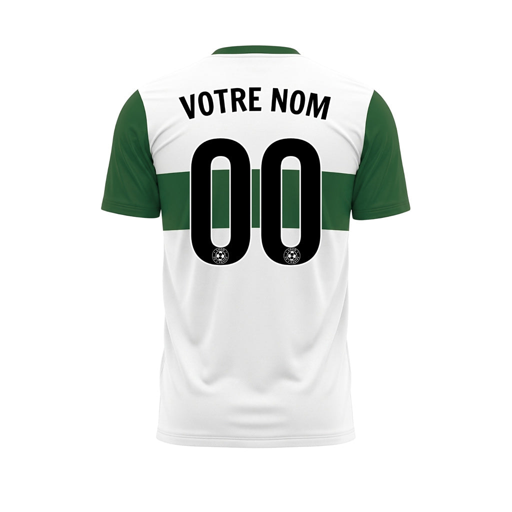 Blanc Vert Rayures Horizontales Maillot de Football Personnalisé