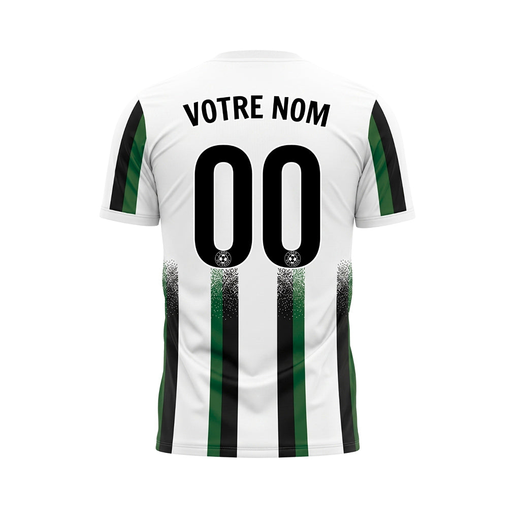 Blanc Vert Noir Dégradé Éclaboussures Rayures Maillot de Football Personnalisé