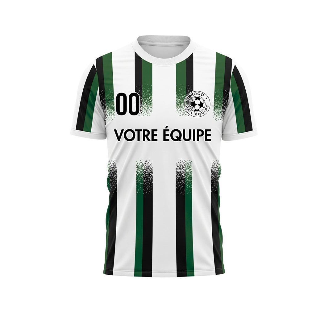 Blanc Vert Noir Dégradé Éclaboussures Rayures Maillot de Football Personnalisé