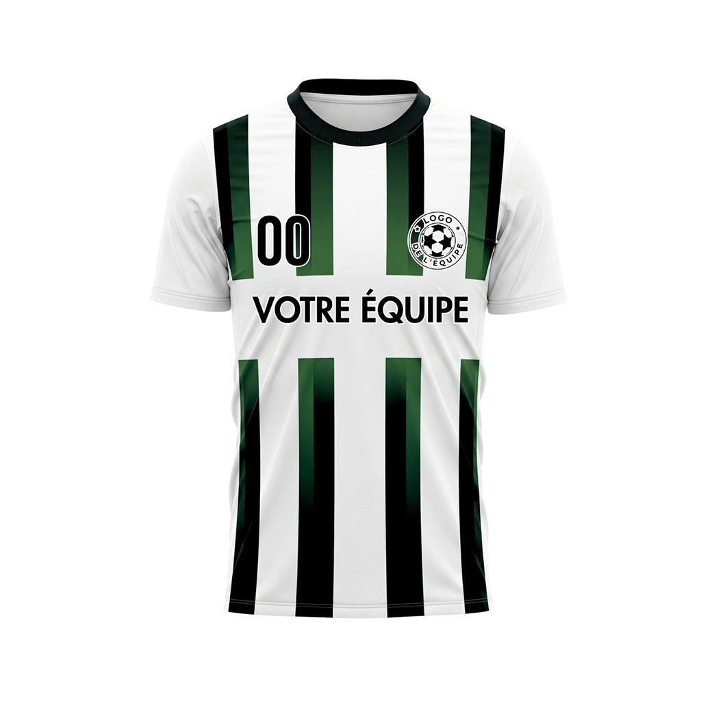 Blanc Vert Noir Dégradé Rayures Maillot de Football Personnalisé