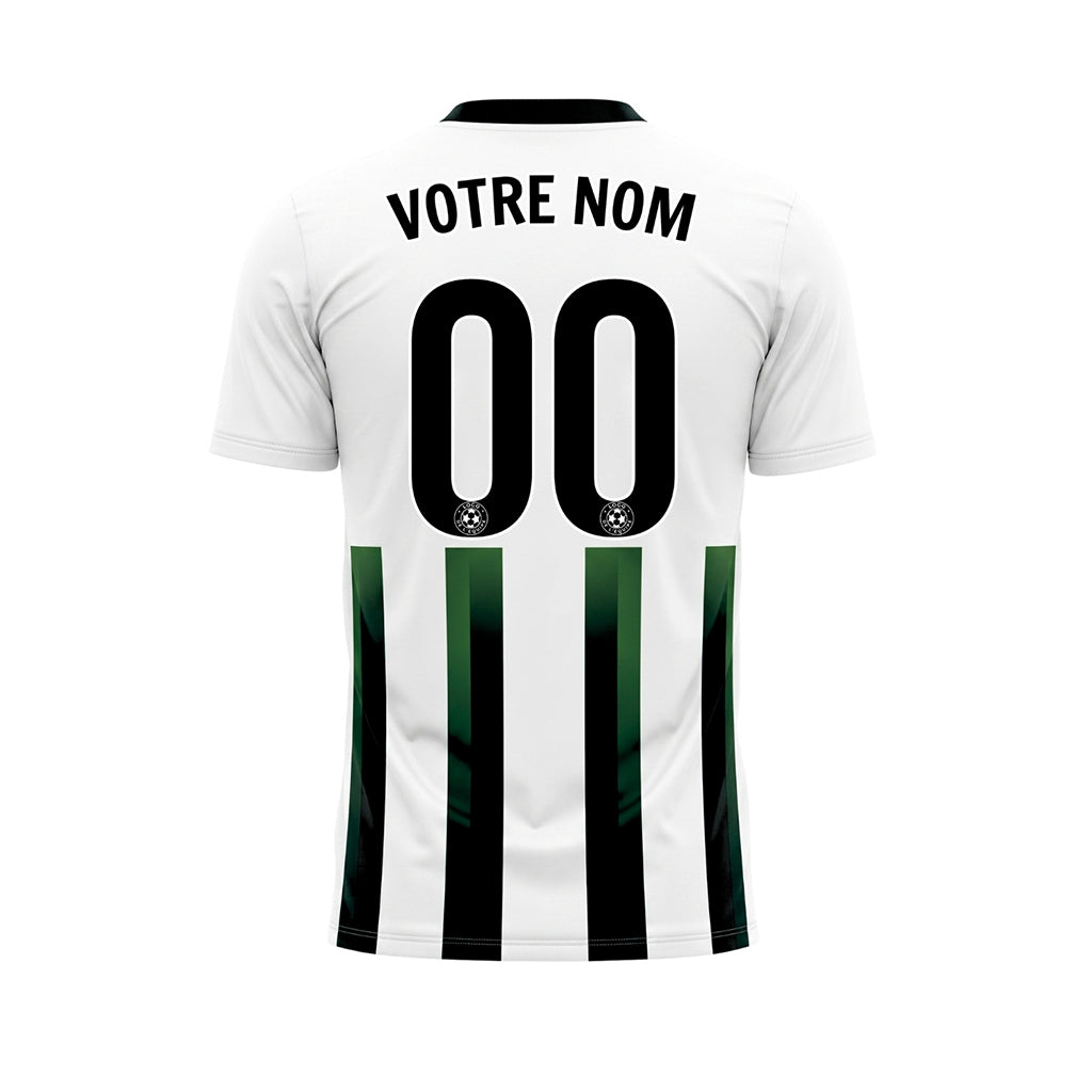 Blanc Vert Noir Dégradé Rayures Maillot de Football Personnalisé