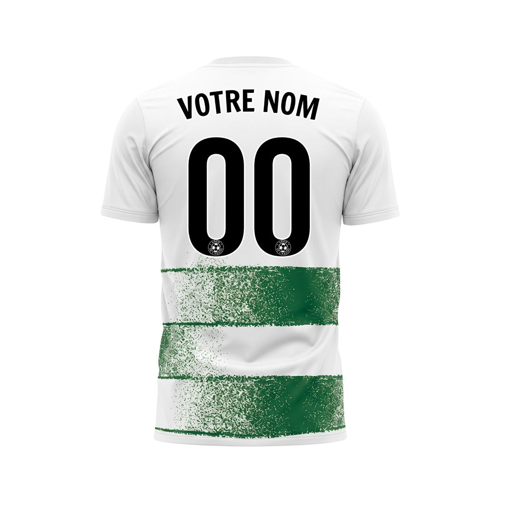 Blanc Vert Effet Spray Horizontales Rayures Motif Maillot de Football Personnalisé