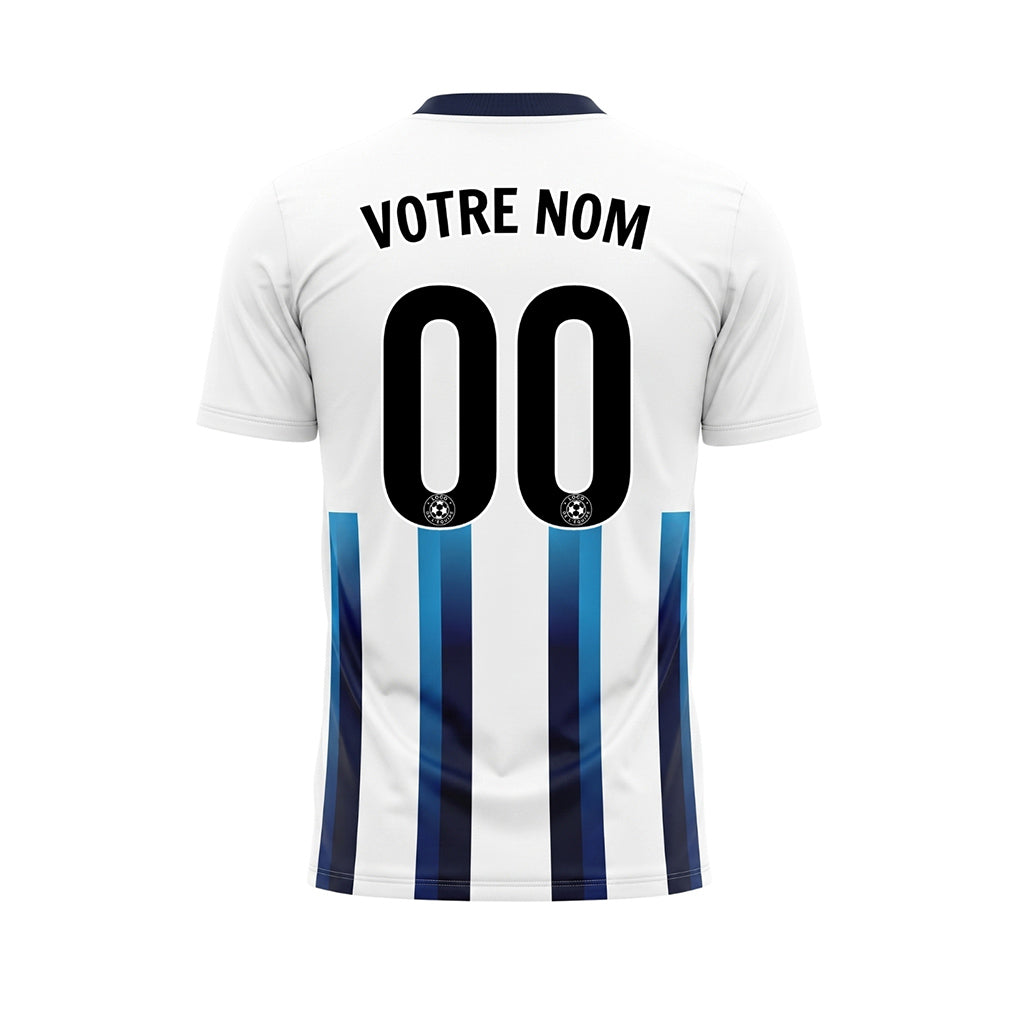 Blanc Bleu Clair Bleu Foncé Dégradé Rayures Maillot de Football Personnalisé