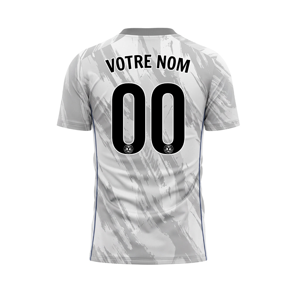 Blanc Bleu Clair Gris Coup de Pinceau Motif Maillot de Football Personnalisé