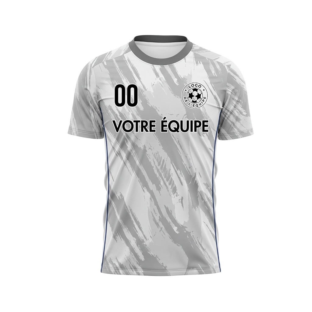 Blanc Bleu Clair Gris Coup de Pinceau Motif Maillot de Football Personnalisé