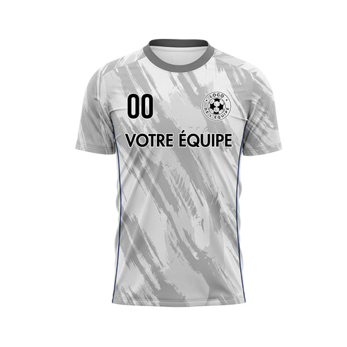 Blanc Bleu Clair Gris Coup de Pinceau Motif Maillot de Football Personnalisé