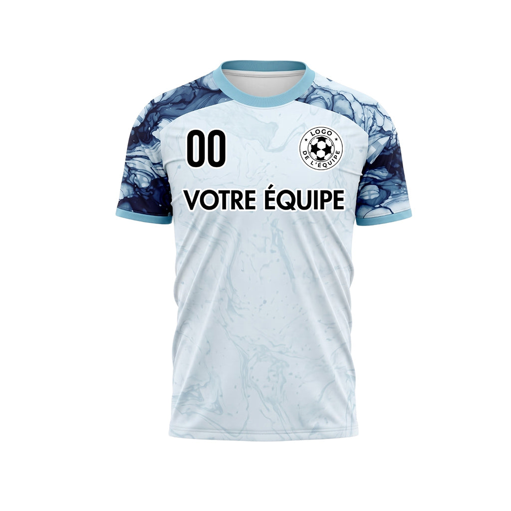 Blanc Bleu Clair Marbre Motif Maillot de Football Personnalisé