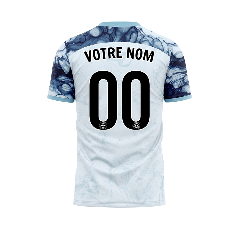 Blanc Bleu Clair Marbre Motif Maillot de Football Personnalisé