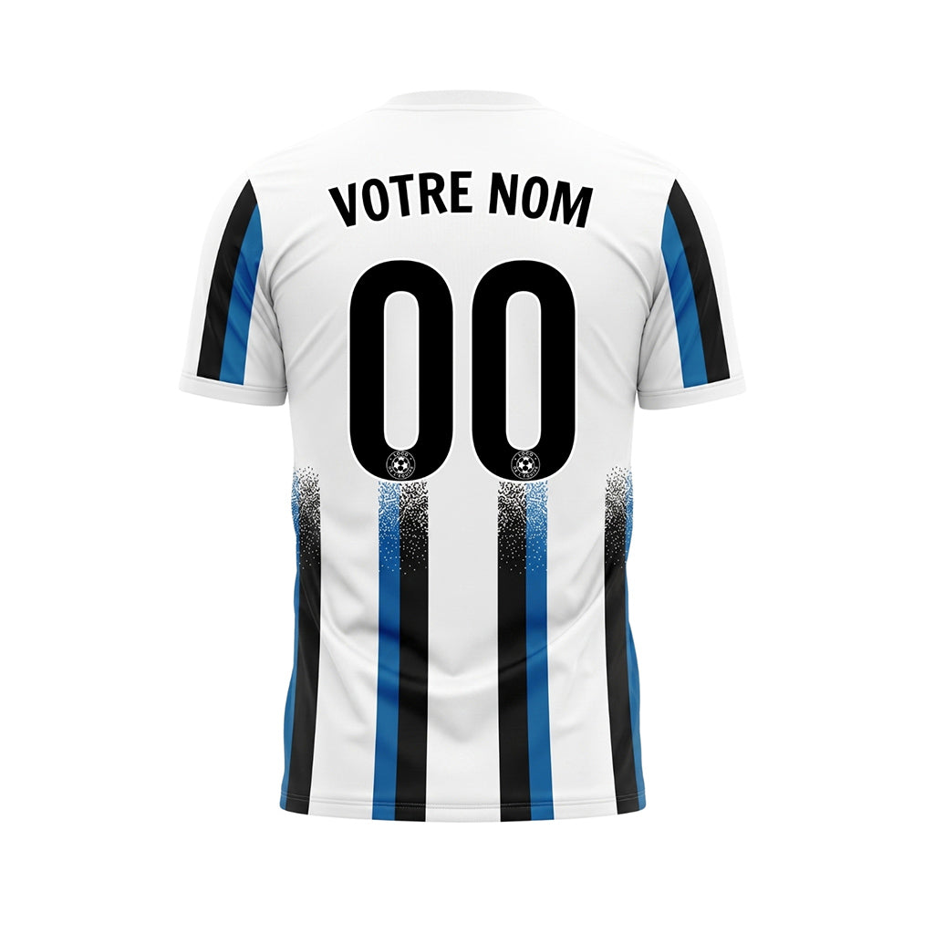 Blanc Bleu Clair Noir Dégradé Éclaboussures Rayures Maillot de Football Personnalisé