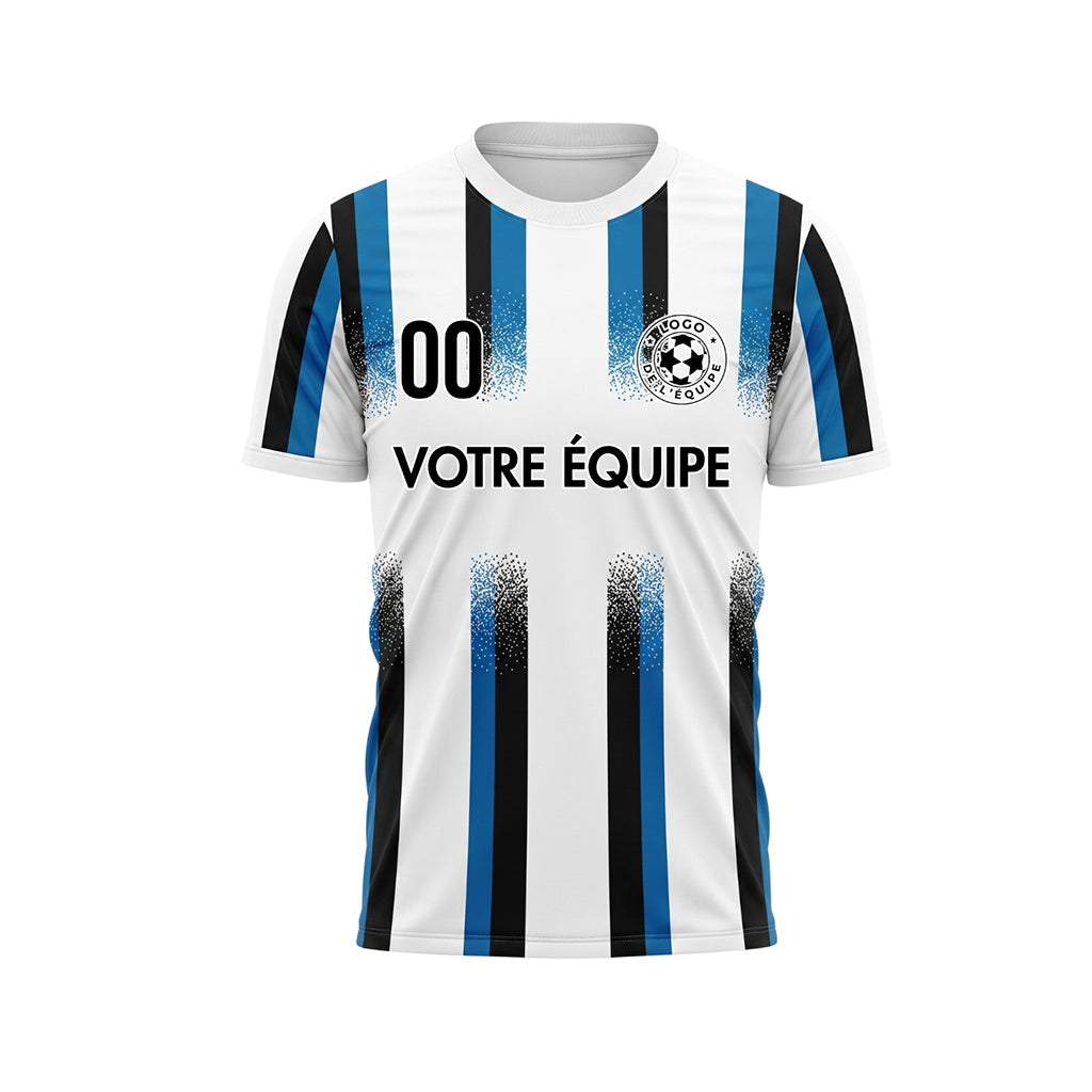 Blanc Bleu Clair Noir Dégradé Éclaboussures Rayures Maillot de Football Personnalisé