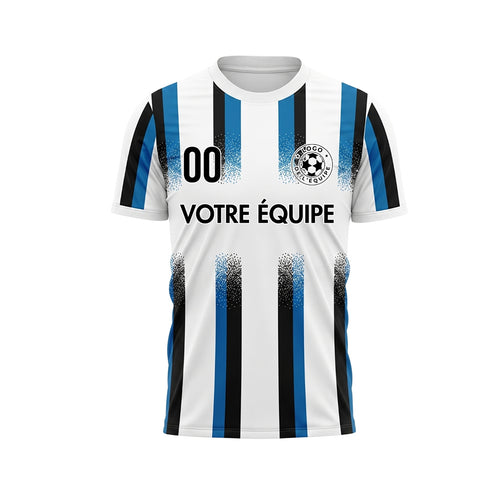 Blanc Bleu Clair Noir Dégradé Éclaboussures Rayures Maillot de Football Personnalisé