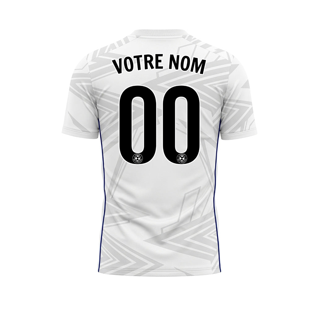 Blanc Gris Clair Bleu Géométrique Flèche Motif Maillot de Football Personnalisé