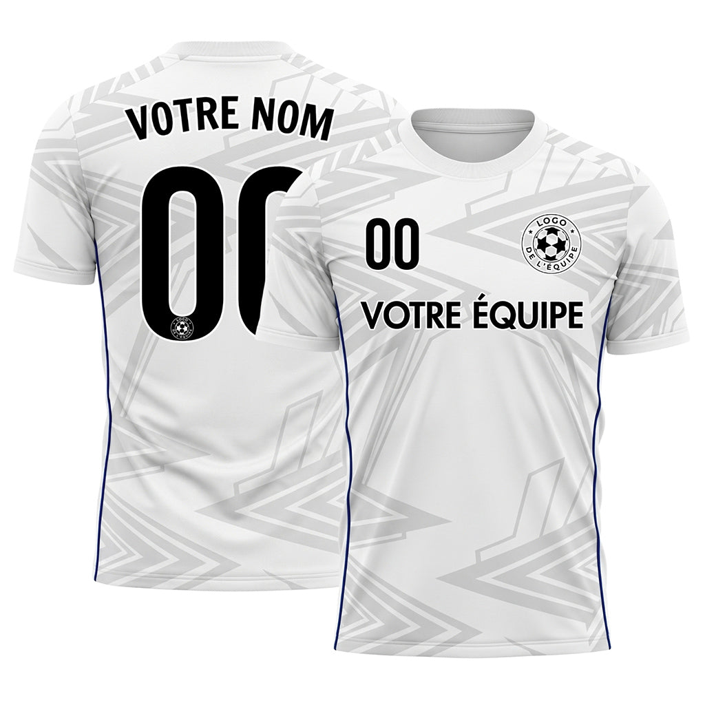 Blanc Gris Clair Bleu Géométrique Flèche Motif Maillot de Football Personnalisé