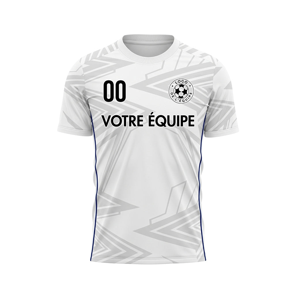 Blanc Gris Clair Bleu Géométrique Flèche Motif Maillot de Football Personnalisé